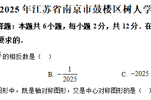 2025年江苏省南京市鼓楼区树人学校中考数学三模试卷（含解析）