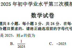 2025年江苏省宿迁市沭阳县乡镇联考中考三模数学试题（含答案）