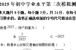 2025年江苏省宿迁市泗阳县九年级中考三模数学试题（含解析）