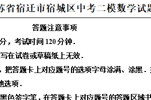 2025年江苏省宿迁市宿城区中考二模数学试题（含解析）