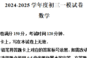 2025年江苏省宿迁市宿豫区九年级中考一模数学试题（含解析）