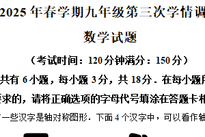 2025年江苏省泰州市泰兴市洋思中学中考三模数学试题（含解析）