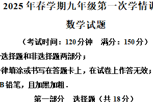 2025年江苏省泰州市泰兴市中考一模数学试题（含解析）