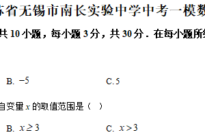 2025年江苏省无锡市南长实验中学中考一模数学模拟试题（含解析）