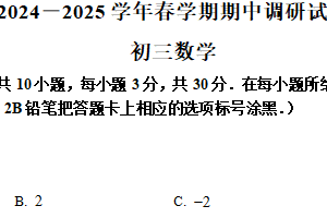 2025年江苏省无锡市锡山区数学中考二模试题（含解析）