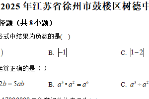2025年江苏省徐州市鼓楼区树德中学中考数学二模试卷（含解析）