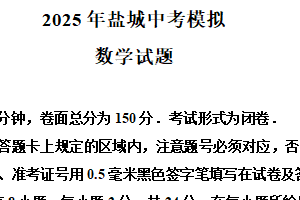 2025年江苏省盐城市亭湖区九年级中考三模数学试题（含解析）