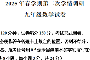 2025年江苏省盐城市盐都区中考二模数学试卷（含解析）