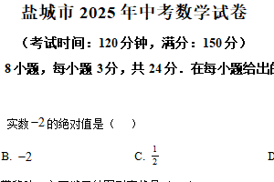 2025年江苏省盐城市中考数学试题（含解析）