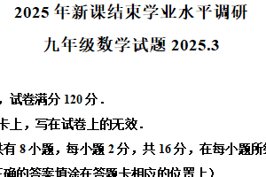 江苏省常州市北郊初级中学2024-2025学年九年级下学期3月月考数学试题（含解析）