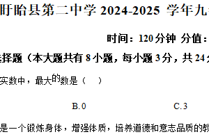 江苏省淮安市盱眙县第二中学2024—2025学年下学期第二次月考九年级数学试题（含解析）