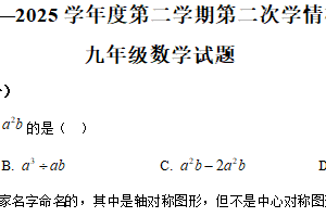 江苏省连云港市东海县2024-2025学年朱自清中学中考二模数学试题（含解析）