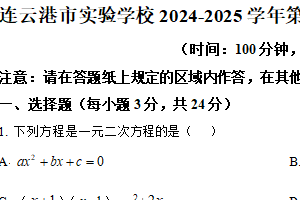 江苏省连云港市实验学校2024-2025学年九年级下学期第一次月考数学试卷（含解析）