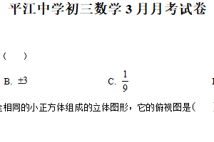 江苏省苏州市平江中学2024–2025学年九年级数学3月月考试卷（含解析）