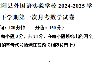 江苏省宿迁市沭阳县外国语实验学校2024-2025学年九年级下学期第一次月考数学试卷（含解析）