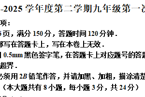 江苏省宿迁市宿城区新区教学共同体2024-2025学年期中学情调研（一模）数学试题（含解析）