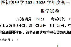 江苏省宿迁市钟吾初级中学2024—2025学年下学期九年级2月月考数学试卷（含解析）