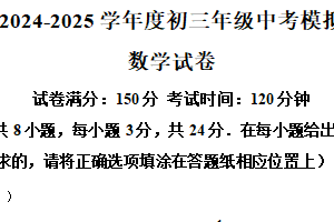 江苏省宿迁市钟吾初级中学2025年中考二模数学试卷（含解析）