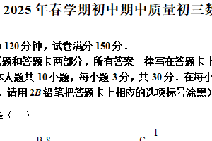 江苏省无锡市滨湖区2024-2025学年下学期期中质量检测卷九年级数学（含解析）