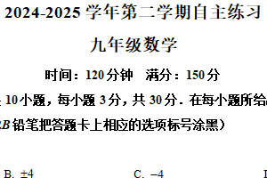 江苏省无锡市侨谊中学2024-2025学年九年级下学期3月月考数学试题（含解析）