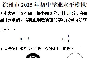 江苏省徐州市2025年初中学业水平模拟测试数学试题（含解析）