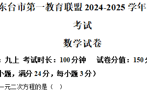 江苏省盐城市东台市第一教育联盟2024-2025学年九年级下学期开学数学试题（含解析）