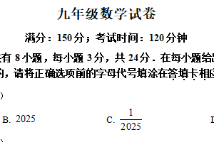 江苏省扬州市江都区2024-2025学年下学期九年级第一次模拟数学试卷（含解析）