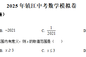 江苏省镇江市丹阳市云阳中学2024-2025学年九年级下学期中考数学模拟试卷（含解析）