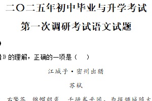 2025年江苏省淮安市清江浦区部分校中考第一次检测语文试题（含解析）