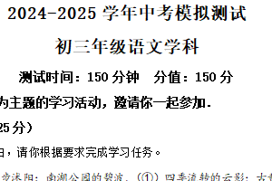 2025年江苏省宿迁市沭阳县中考三模语文试题（含解析）