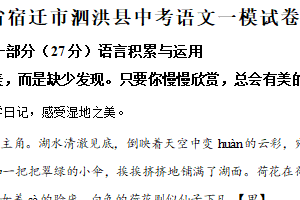 2025年江苏省宿迁市泗洪县中考一模语文试题（含解析）