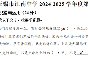 2025年江苏省无锡市江南中学中考一模语文试题（含解析）