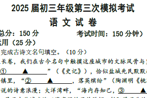 2025年江苏省盐城市康居路初级中学教育集团中考第三次模拟语文试卷（含答案）