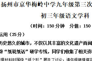 2025年江苏省扬州市梅岭集团中考三模语文试题（含解析）
