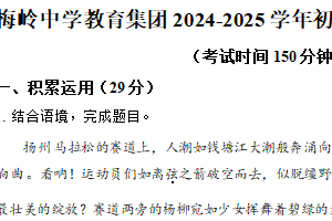 2025年江苏省扬州市梅岭集团中考一模语文试题（含解析）