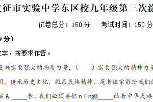 2025年江苏省扬州市仪征市实验中学东区校九年级中考第三次涂卡训练语文试题（含答案）