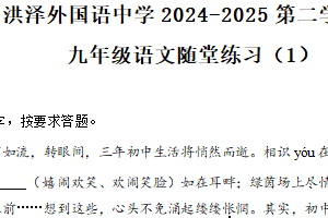 江苏省淮安市洪泽区洪泽外国语中学2024-2025学年九年级下学期3月月考语文试题（含解析）