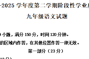 江苏省连云港市灌南县淮河路实验学校2024-2025学年九年级下学期月考语文试题（含解析）