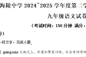 江苏省南通市海安市海陵中学2024-2025学年九年级下学期3月月考语文试题（含解析）
