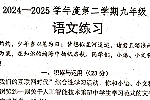 江苏省宿迁市沭阳县怀文中学2024-2025学年九年级下学期3月月考语文试题（含答案）