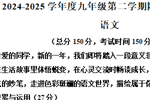 江苏省宿迁市沭阳县乡镇联考2024-2025学年九年级下学期3月月考语文试题（含解析）