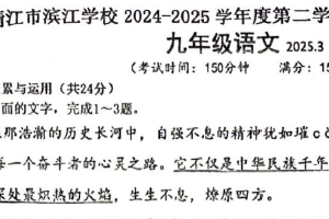 江苏省泰州市靖江市滨江学校2024-2025学年九年级下学期3月月考语文试题（含答案）
