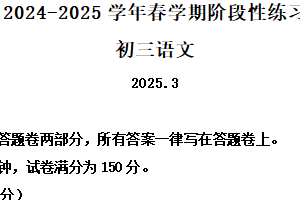 江苏省无锡市金桥实验学校2024-2025学年九年级下学期3月月考语文试题（含解析）
