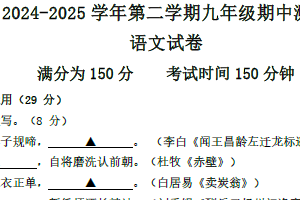江苏省无锡市新吴区2024-2025学年九年级下学期期中考试语文试题（含答案）