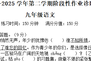 江苏省无锡市宜兴市和桥镇第二中学2024-2025学年九年级下学期3月阶段性练习语文试题（含答案）