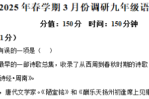 江苏省盐城市亭湖区校联考2024-2025学年九年级下学期3月月考语文试题（含解析）