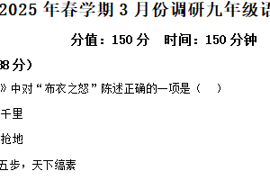 江苏省盐城市盐城经济技术开发区校联考2024-2025学年九年级下学期3月月考语文试题（含解析）