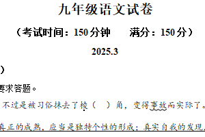 江苏省扬州市江都区邵樊片2024-2025学年九年级下学期第一次月考语文试题（含解析）
