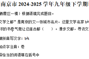 【中考押题卷】江苏省南京市2024-2025学年九年级下学期语文中考模拟预测卷一 统编版（含解析）