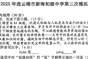 2025年江苏省连云港市新海初级中学中考三模语文试卷（无答案）